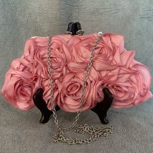 Pink Silk Rose Clutch